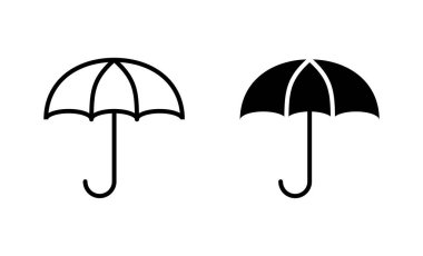 Şemsiye simgeleri ayarlandı. şemsiye işareti ve sembol