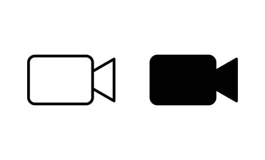 Video simgeleri ayarlandı. Video kamera işareti ve sembol. Film tabelası. Sinema