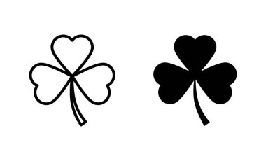 Yonca simgeleri ayarlandı. Yonca işareti ve sembol. dört yapraklı yonca simgesi.