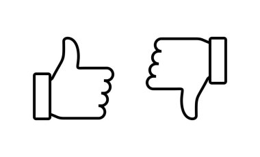 Simgeler seti gibi ve sevmedikleri. Baş parmaklar yukarı ve baş parmaklar aşağı işareti ve sembol.