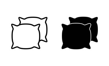 Yastık simgeleri ayarlandı. Yastık işareti ve sembol. Rahat yumuşacık yastık.