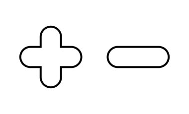Artı ve eksi simgeler ayarlandı. Artı işaret ve sembol. artı simge ekle