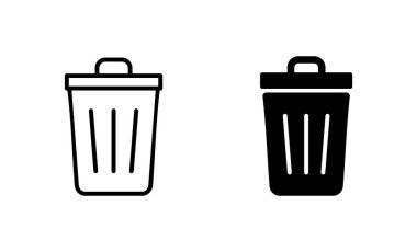 Çöp simgeleri ayarlandı. Çöp kutusu simgesi. İşareti ve sembolü sil.