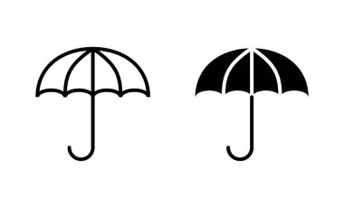 Şemsiye simgeleri ayarlandı. şemsiye işareti ve sembol