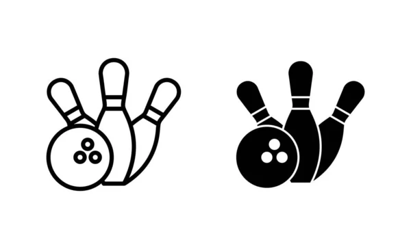 Εικονίδια Μπόουλινγκ Έτοιμα Σύμβολο Και Σύμβολο Μπάλας Μπόουλινγκ Και Καρφίτσας — Διανυσματικό Αρχείο