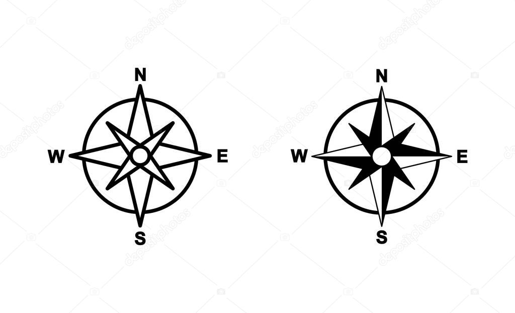 Compass icons set. arrow compass icon sign and symbol