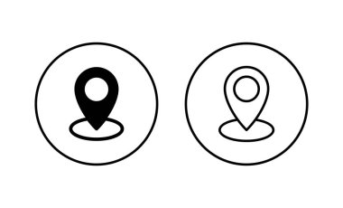 Haritalar ve iğne simgeleri ayarlandı. konum işareti ve sembol. coğrafi konum, imleç simgesi.