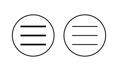 Menü Simgeleri ayarlandı. Web menü işareti ve sembol. Hamburger menüsü sembolü