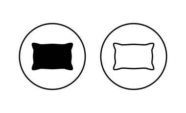 Yastık simgeleri ayarlandı. Yastık işareti ve sembol. Rahat yumuşacık yastık.