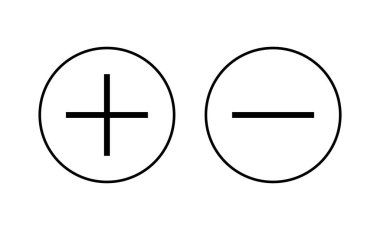 Artı ve eksi simgeler ayarlandı. Artı işaret ve sembol. artı simge ekle
