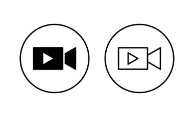 Video simgeleri ayarlandı. Video kamera işareti ve sembol. Film tabelası. Sinema