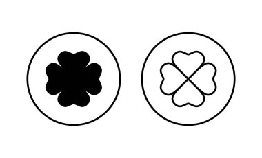 Yonca simgeleri ayarlandı. Yonca işareti ve sembol. dört yapraklı yonca simgesi.