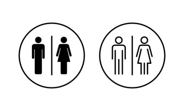 Tuvalet simgeleri hazır. Kızlar ve erkekler tuvaletleri imzalar ve simgeler. Banyo tabelası. wc, tuvalet