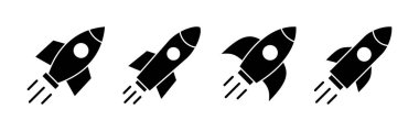 Web ve mobil uygulama için roket simgesi vektörü. Başlangıç işareti ve sembol. roket fırlatma simgesi