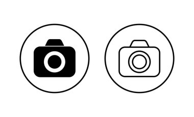 Kamera simgeleri ayarlandı. Fotoğraf makinesi işareti ve sembol. fotoğrafçılık simgesi.