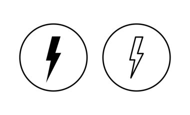 Şimşek simgeleri ayarlandı. Elektrik işareti ve sembol. Güç simgesi. enerji işareti