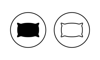 Yastık simgeleri ayarlandı. Yastık işareti ve sembol. Rahat yumuşacık yastık.