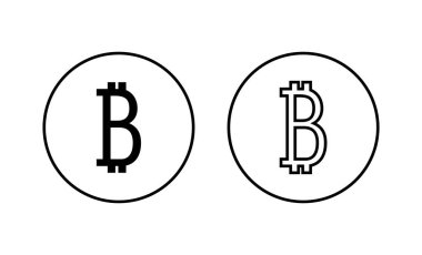 Bitcoin simgeleri ayarlandı. Bitcoin işareti ve sembol. ödeme sembolü. şifreleme para birimi logosu