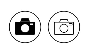 Kamera simgeleri ayarlandı. Fotoğraf makinesi işareti ve sembol. fotoğrafçılık simgesi.