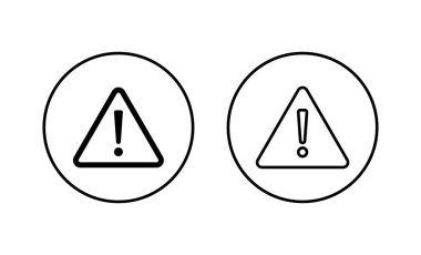 Ünlem tehlike simgeleri ayarlandı. Dikkat işareti ve sembol. Tehlike uyarısı işareti