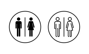 Tuvalet simgeleri hazır. Kızlar ve erkekler tuvaletleri imzalar ve simgeler. Banyo tabelası. wc, tuvalet