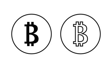Bitcoin simgeleri ayarlandı. Bitcoin işareti ve sembol. ödeme sembolü. şifreleme para birimi logosu