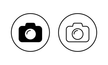 Kamera simgeleri ayarlandı. Fotoğraf makinesi işareti ve sembol. fotoğrafçılık simgesi.