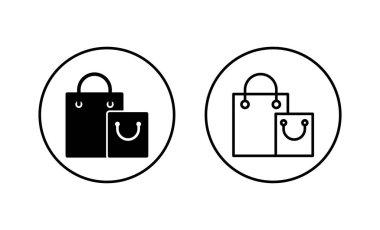 Alışveriş poşeti simgeleri ayarlandı. Alışveriş işareti ve sembol