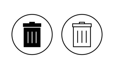 Çöp simgeleri ayarlandı. Çöp kutusu simgesi. İşareti ve sembolü sil.