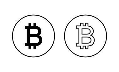 Bitcoin simgeleri ayarlandı. Bitcoin işareti ve sembol. ödeme sembolü. şifreleme para birimi logosu