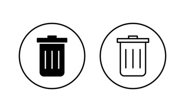 Çöp simgeleri ayarlandı. Çöp kutusu simgesi. İşareti ve sembolü sil.