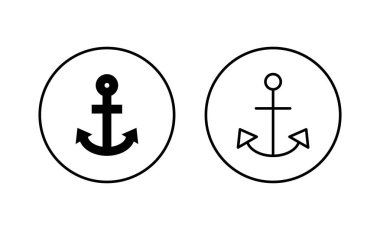 Çapa simgeleri ayarlandı. Çapa işareti ve sembol. Çapa deniz simgesi.