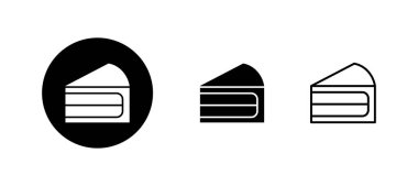 Kek simgeleri ayarlandı. Pasta işareti ve sembol. Doğum günü pastası simgesi