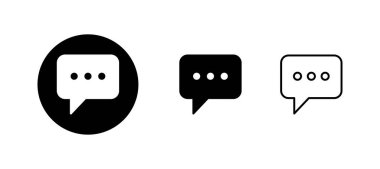 Sohbet simgeleri ayarlandı. Konuşma balonu işareti ve sembol. Yorum simgesi. ileti