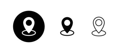 Haritalar ve iğne simgeleri ayarlandı. konum işareti ve sembol. coğrafi konum, imleç simgesi.