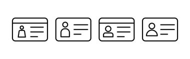 Web ve mobil uygulama için lisans simgesi vektörü. Kimlik kartı simgesi. Sürücü ehliyeti, personel kimlik kartı 