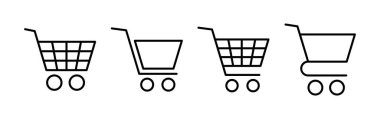 Web ve mobil uygulama için ikon vektörü alınıyor. Alışveriş arabası işareti ve sembol. Trolley simgesi