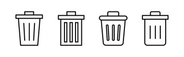 Web ve mobil uygulama için çöp simgesi vektörü. Çöp kutusu simgesi. İşareti ve sembolü sil.