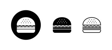 Burger ikonları hazır. Hamburger ve sembol. hamburger