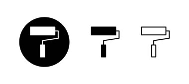 Boya simgeleri ayarlandı. Boya fırçası işareti ve sembol. boyama silindiri vektörü