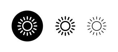 Güneş simgeleri ayarlandı. Parlaklık işareti ve sembol