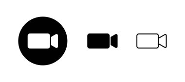 Video simgeleri ayarlandı. Video kamera işareti ve sembol. Film tabelası. Sinema