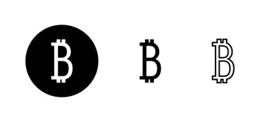 Bitcoin simgeleri ayarlandı. Bitcoin işareti ve sembol. ödeme sembolü. şifreleme para birimi logosu