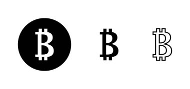 Bitcoin simgeleri ayarlandı. Bitcoin işareti ve sembol. ödeme sembolü. şifreleme para birimi logosu