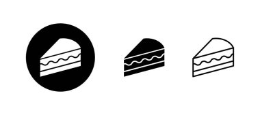 Kek simgeleri ayarlandı. Pasta işareti ve sembol. Doğum günü pastası simgesi