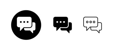 Sohbet simgeleri ayarlandı. Konuşma balonu işareti ve sembol. Yorum simgesi. ileti