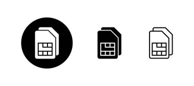 Sim kart simgeleri ayarlandı. çift sim kart işareti ve sembol