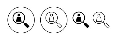 Web ve mobil uygulama için simge vektörü işe alınıyor. Arama işi boşluk işareti ve sembol. İnsan kaynakları konsepti. İşe alım.