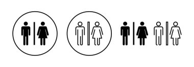 Web ve mobil uygulama için tuvalet ikonu vektörü. Kızlar ve erkekler tuvaletleri imzalar ve simgeler. Banyo tabelası. wc, tuvalet