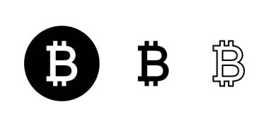 Bitcoin simgeleri ayarlandı. Bitcoin işareti ve sembol. ödeme sembolü. şifreleme para birimi logosu